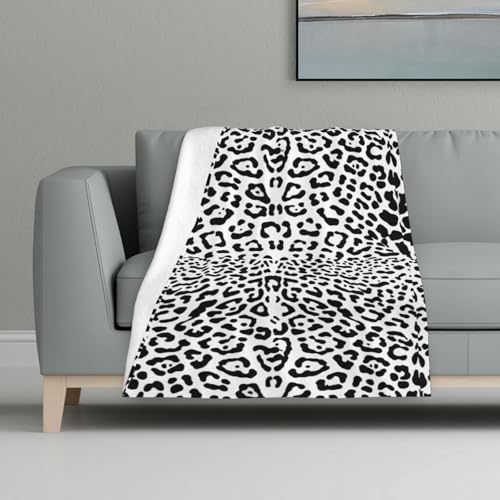 Leopard Schwarz Weiß,Decke, warme Anti-Pilling-Flanell-Plüsch-Überwurfdecke, 81 x 122 cm von InOmak