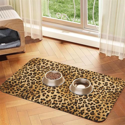 Leoparden-Tierdruck,Futtermatte für Haustiere, Tischsets aus PU-Leder für Katzen und Hunde,30x45cm Leoparden-Tierdruck,Futtermatte für Haustiere, Tischsets aus PU-Leder für Katzen und Hunde,30x45cm von InOmak