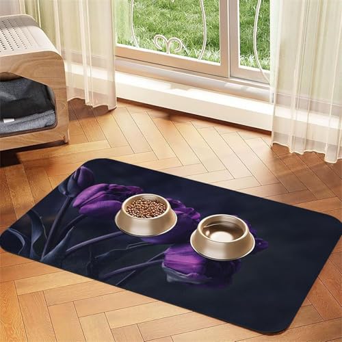 Lila Blumen Hintergrund,Futtermatte für Haustiere, Tischsets aus PU-Leder für Katzen und Hunde,30x45cm Lila Blumen Hintergrund,Futtermatte für Haustiere, Tischsets aus PU-Leder für Katzen und Hunde,30x45cm von InOmak