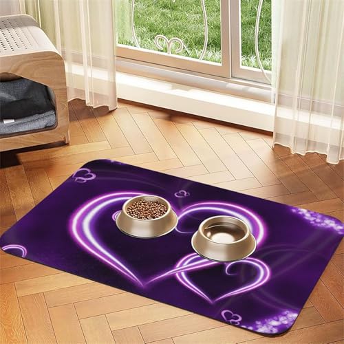 Lila Herzen,Futtermatte für Haustiere, Tischsets aus PU-Leder für Katzen und Hunde,40x60cm Lila Herzen,Futtermatte für Haustiere, Tischsets aus PU-Leder für Katzen und Hunde,40x60cm von InOmak