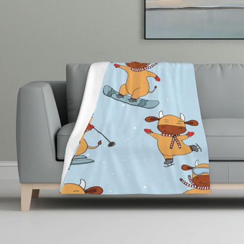 Lustige Kühe beim Skifahren,Decke, warme Anti-Pilling-Flanell-Plüsch-Überwurfdecke, 81 x 122 cm Lustige Kühe beim Skifahren,Decke, warme Anti-Pilling-Flanell-Plüsch-Überwurfdecke, 81 x 122 cm von InOmak