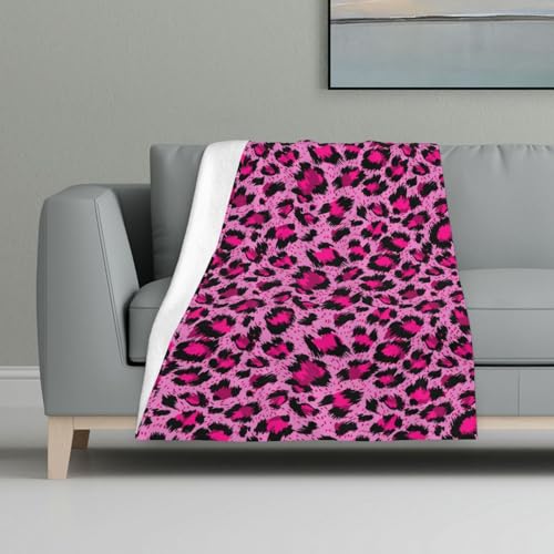Luxuriöse Pink Leopard Beauty Fashion,Decke, warme Anti-Pilling-Flanell-Plüsch-Überwurfdecke, 81 x 122 cm von InOmak