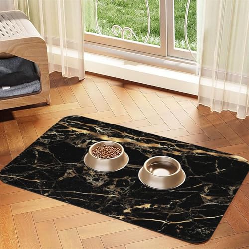 Marmor Schwarz Gold,Futtermatte für Haustiere, Tischsets aus PU-Leder für Katzen und Hunde,40x60cm Marmor Schwarz Gold,Futtermatte für Haustiere, Tischsets aus PU-Leder für Katzen und Hunde,40x60cm von InOmak