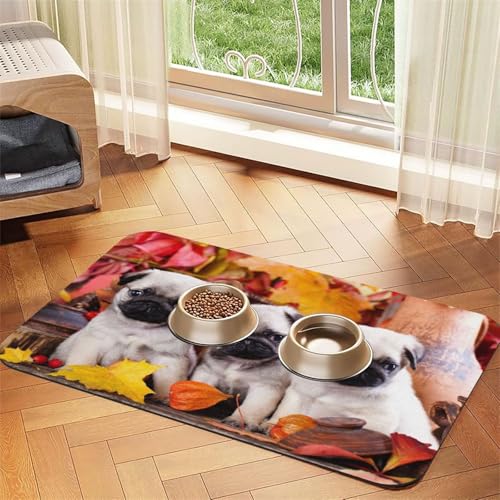 Mops Welpen,Futtermatte für Haustiere, Tischsets aus PU-Leder für Katzen und Hunde,40x60cm Mops Welpen,Futtermatte für Haustiere, Tischsets aus PU-Leder für Katzen und Hunde,40x60cm von InOmak