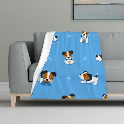 Niedliche Jack Russell Terrier Hunde mit Knochenmuster,Decke, warme Anti-Pilling-Flanell-Plüsch-Überwurfdecke, 81 x 122 cm Niedliche Jack Russell Terrier Hunde mit Knochenmuster,Decke, warme Anti-Pilling-Flanell-Plüsch-Überwurfdecke, 81 x 122 cm von InOmak