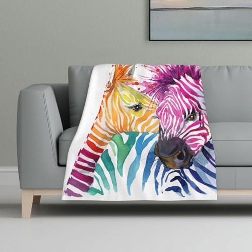 Niedlicher Zebra-Wildtierdruck,Decke, warme Anti-Pilling-Flanell-Plüsch-Überwurfdecke, 81 x 122 cm von InOmak