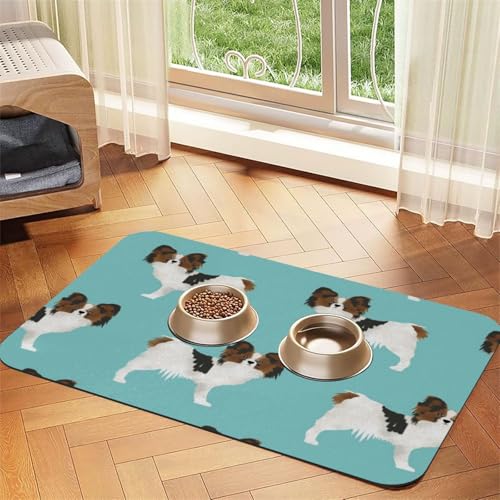 Papillon Hunde Süßer Toy Spaniel Hund,Futtermatte für Haustiere, Tischsets aus PU-Leder für Katzen und Hunde,40x60cm Papillon Hunde Süßer Toy Spaniel Hund,Futtermatte für Haustiere, Tischsets aus PU-Leder für Katzen und Hunde,40x60cm von InOmak