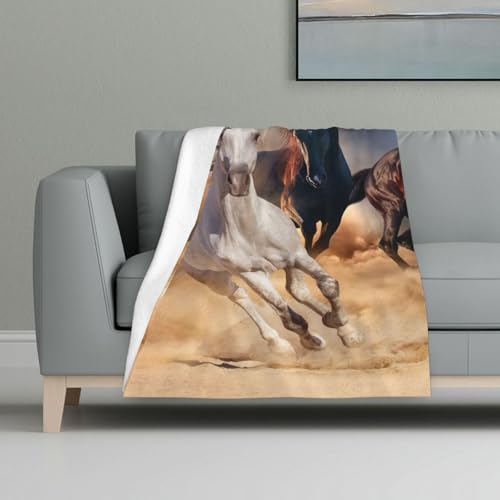 Pferd läuft in der Wüste,Decke, warme Anti-Pilling-Flanell-Plüsch-Überwurfdecke, 81 x 122 cm Pferd läuft in der Wüste,Decke, warme Anti-Pilling-Flanell-Plüsch-Überwurfdecke, 81 x 122 cm von InOmak
