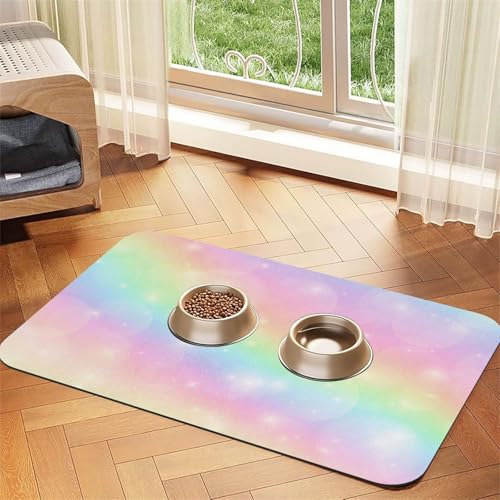 Rainbow Color Pattern,Waterproof Pet Feeding Mat,PU Leather Placemats for Cat Dog Water Bowl,Food Mats,30x45cm Rainbow Color Pattern,Waterproof Pet Feeding Mat,PU Leather Placemats for Cat Dog Water Bowl,Food Mats,30x45cm von InOmak