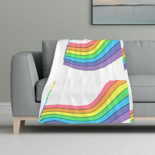 Regenbogen auf Weiß,Decke, warme Anti-Pilling-Flanell-Plüsch-Überwurfdecke, 81 x 122 cm Regenbogen auf Weiß,Decke, warme Anti-Pilling-Flanell-Plüsch-Überwurfdecke, 81 x 122 cm von InOmak