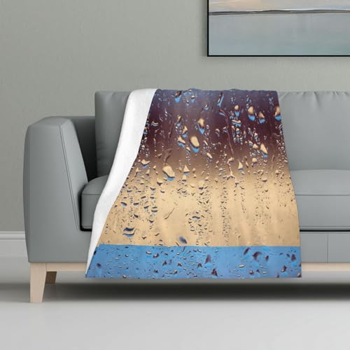 Regentropfen auf Glas gedruckt,Decke, warme Anti-Pilling-Flanell-Plüsch-Überwurfdecke, 81 x 122 cm von InOmak