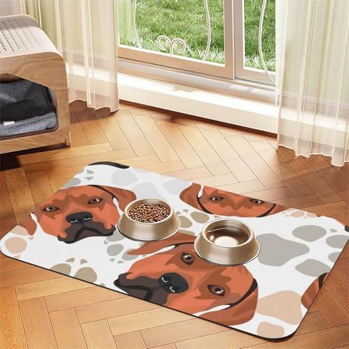 Rhodesian Ridgeback with Love,Waterproof Pet Feeding Mat,PU Leather Placemats for Cat Dog Water Bowl,Food Mats,40x60cm von InOmak
