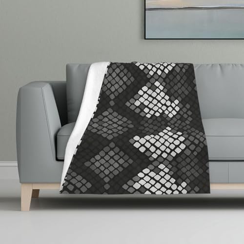 Schlangenhaut Schwarz Grau Weiß,Decke, warme Anti-Pilling-Flanell-Plüsch-Überwurfdecke, 81 x 122 cm Schlangenhaut Schwarz Grau Weiß,Decke, warme Anti-Pilling-Flanell-Plüsch-Überwurfdecke, 81 x 122 cm von InOmak