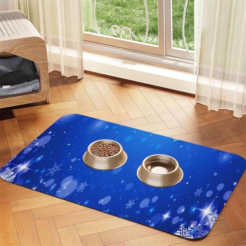 Schneeflocke Blau Winter Weihnachten,Futtermatte für Haustiere, Tischsets aus PU-Leder für Katzen und Hunde,30x45cm Schneeflocke Blau Winter Weihnachten,Futtermatte für Haustiere, Tischsets aus PU-Leder für Katzen und Hunde,30x45cm von InOmak