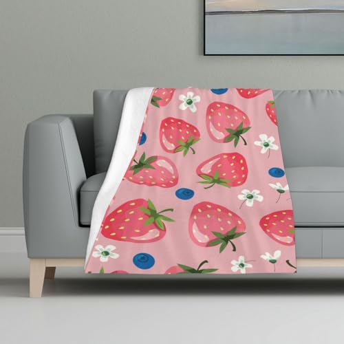 Schöne rosa Erdbeere,Decke, warme Anti-Pilling-Flanell-Plüsch-Überwurfdecke, 81 x 122 cm Schöne rosa Erdbeere,Decke, warme Anti-Pilling-Flanell-Plüsch-Überwurfdecke, 81 x 122 cm von InOmak