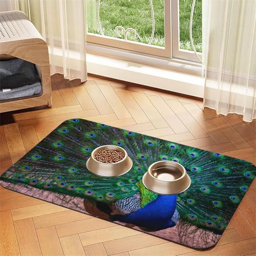 Schöner Pfau,Futtermatte für Haustiere, Tischsets aus PU-Leder für Katzen und Hunde,30x45cm Schöner Pfau,Futtermatte für Haustiere, Tischsets aus PU-Leder für Katzen und Hunde,30x45cm von InOmak