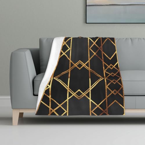 Schwarz Gold Geometrisch,Decke, warme Anti-Pilling-Flanell-Plüsch-Überwurfdecke, 81 x 122 cm Schwarz Gold Geometrisch,Decke, warme Anti-Pilling-Flanell-Plüsch-Überwurfdecke, 81 x 122 cm von InOmak