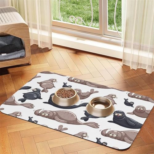 Seals Illustration Sea Lion,Waterproof Pet Feeding Mat,PU Leather Placemats for Cat Dog Water Bowl,Food Mats,30x45cm Seals Illustration Sea Lion,Waterproof Pet Feeding Mat,PU Leather Placemats for Cat Dog Water Bowl,Food Mats,30x45cm von InOmak