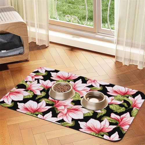 Seamless Pattern with Magnolia Flower,Waterproof Pet Feeding Mat,PU Leather Placemats for Cat Dog Water Bowl,Food Mats,40x60cm Seamless Pattern with Magnolia Flower,Waterproof Pet Feeding Mat,PU Leather Placemats for Cat Dog Water Bowl,Food Mats,40x60cm von InOmak