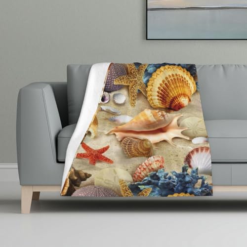 Strandmuscheln-Muster,Decke, warme Anti-Pilling-Flanell-Plüsch-Überwurfdecke, 81 x 122 cm Strandmuscheln-Muster,Decke, warme Anti-Pilling-Flanell-Plüsch-Überwurfdecke, 81 x 122 cm von InOmak