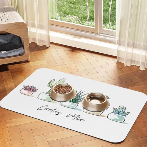 Süßer Kaktus Sukkulenten Kakteen,Futtermatte für Haustiere, Tischsets aus PU-Leder für Katzen und Hunde,30x45cm Süßer Kaktus Sukkulenten Kakteen,Futtermatte für Haustiere, Tischsets aus PU-Leder für Katzen und Hunde,30x45cm von InOmak
