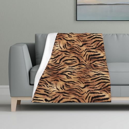 Tiger-Print,Decke, warme Anti-Pilling-Flanell-Plüsch-Überwurfdecke, 81 x 122 cm von InOmak
