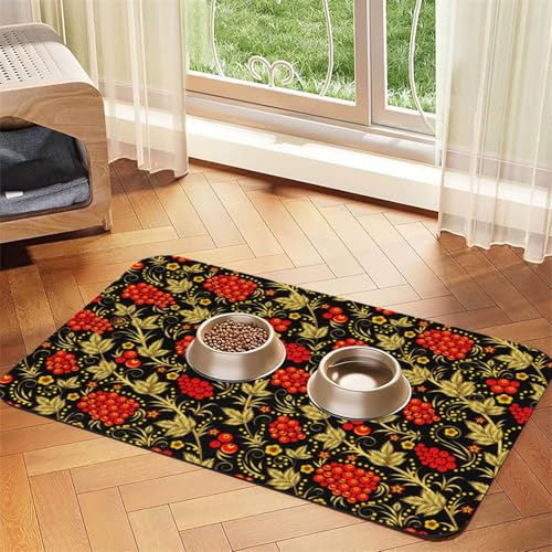 Traditionelle russische Cranberry,Futtermatte für Haustiere, Tischsets aus PU-Leder für Katzen und Hunde,40x60cm Traditionelle russische Cranberry,Futtermatte für Haustiere, Tischsets aus PU-Leder für Katzen und Hunde,40x60cm von InOmak