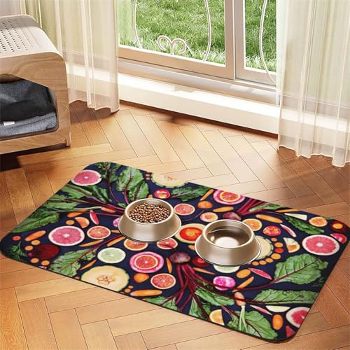 Veganes Obst und Gemüse Druck,Futtermatte für Haustiere, Tischsets aus PU-Leder für Katzen und Hunde,30x45cm Veganes Obst und Gemüse Druck,Futtermatte für Haustiere, Tischsets aus PU-Leder für Katzen und Hunde,30x45cm von InOmak