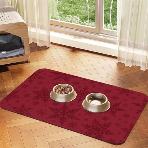 Weihnachten Rote Weihnachtsschneeflocke,Futtermatte für Haustiere, Tischsets aus PU-Leder für Katzen und Hunde,30x45cm Weihnachten Rote Weihnachtsschneeflocke,Futtermatte für Haustiere, Tischsets aus PU-Leder für Katzen und Hunde,30x45cm von InOmak