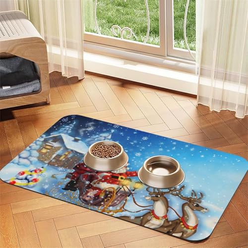 Weihnachten Weihnachtsmann Rentier,Futtermatte für Haustiere, Tischsets aus PU-Leder für Katzen und Hunde,40x60cm Weihnachten Weihnachtsmann Rentier,Futtermatte für Haustiere, Tischsets aus PU-Leder für Katzen und Hunde,40x60cm von InOmak