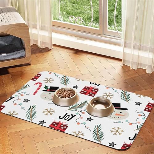 Weihnachten mit Schneemann,Futtermatte für Haustiere, Tischsets aus PU-Leder für Katzen und Hunde,40x60cm Weihnachten mit Schneemann,Futtermatte für Haustiere, Tischsets aus PU-Leder für Katzen und Hunde,40x60cm von InOmak