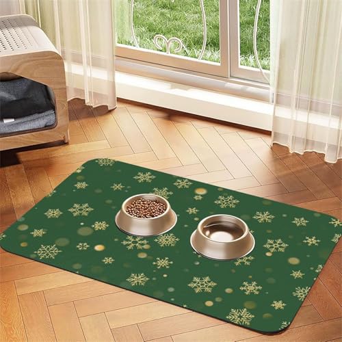 Weihnachten mit goldenen Schneeflocken,Futtermatte für Haustiere, Tischsets aus PU-Leder für Katzen und Hunde,30x45cm Weihnachten mit goldenen Schneeflocken,Futtermatte für Haustiere, Tischsets aus PU-Leder für Katzen und Hunde,30x45cm von InOmak