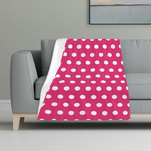 Weiße Tupfen auf rosa Textur,Decke, warme Anti-Pilling-Flanell-Plüsch-Überwurfdecke, 81 x 122 cm Weiße Tupfen auf rosa Textur,Decke, warme Anti-Pilling-Flanell-Plüsch-Überwurfdecke, 81 x 122 cm von InOmak