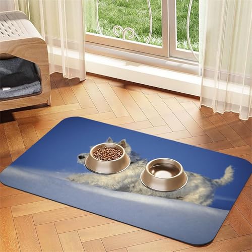 Westie Winter West Highland White Terrier Hunde,Futtermatte für Haustiere, Tischsets aus PU-Leder für Katzen und Hunde,40x60cm Westie Winter West Highland White Terrier Hunde,Futtermatte für Haustiere, Tischsets aus PU-Leder für Katzen und Hunde,40x60cm von InOmak