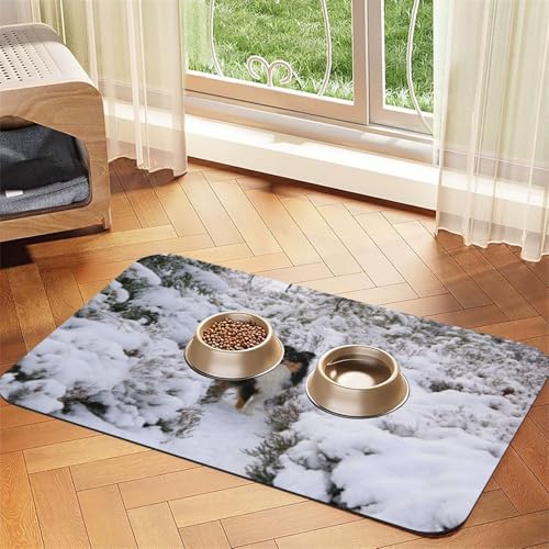 Winter-Sheltie-Tapete,Futtermatte für Haustiere, Tischsets aus PU-Leder für Katzen und Hunde,40x60cm Winter-Sheltie-Tapete,Futtermatte für Haustiere, Tischsets aus PU-Leder für Katzen und Hunde,40x60cm von InOmak