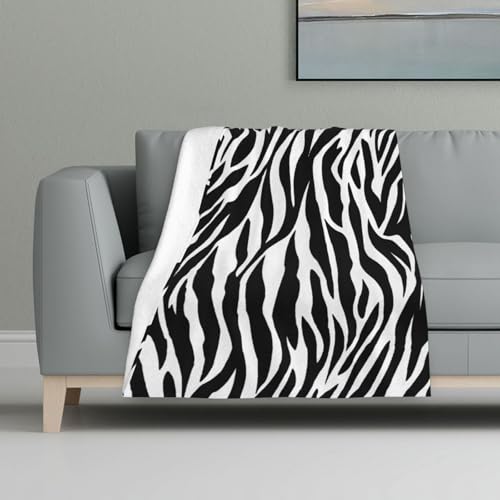 Zebra-Print,Decke, warme Anti-Pilling-Flanell-Plüsch-Überwurfdecke, 81 x 122 cm von InOmak