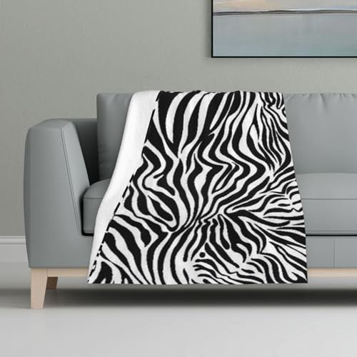 Zebra-Print,Decke, warme Anti-Pilling-Flanell-Plüsch-Überwurfdecke, 81 x 122 cm von InOmak