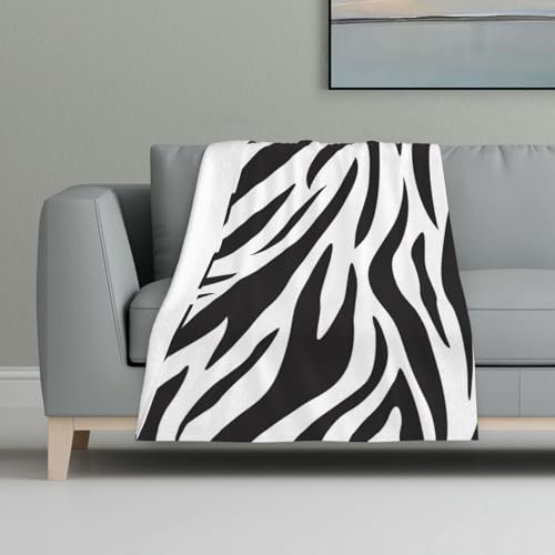 Zebra-Print,Decke, warme Anti-Pilling-Flanell-Plüsch-Überwurfdecke, 81 x 122 cm von InOmak