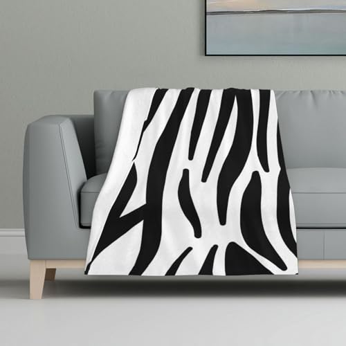 Zebra-Print,Decke, warme Anti-Pilling-Flanell-Plüsch-Überwurfdecke, 81 x 122 cm von InOmak