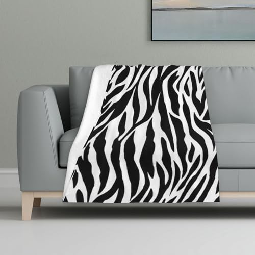 Zebra-Print,Decke, warme Anti-Pilling-Flanell-Plüsch-Überwurfdecke, 81 x 122 cm von InOmak