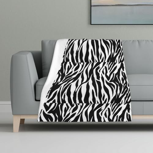 Zebra-Print-Druck,Decke, warme Anti-Pilling-Flanell-Plüsch-Überwurfdecke, 81 x 122 cm von InOmak