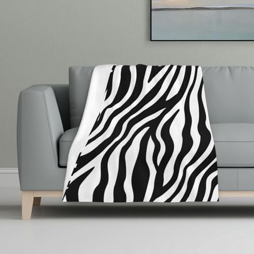 Zebra-Print-Druck,Decke, warme Anti-Pilling-Flanell-Plüsch-Überwurfdecke, 81 x 122 cm von InOmak