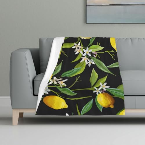 Zitrone und Blume,Decke, warme Anti-Pilling-Flanell-Plüsch-Überwurfdecke, 81 x 122 cm Zitrone und Blume,Decke, warme Anti-Pilling-Flanell-Plüsch-Überwurfdecke, 81 x 122 cm von InOmak