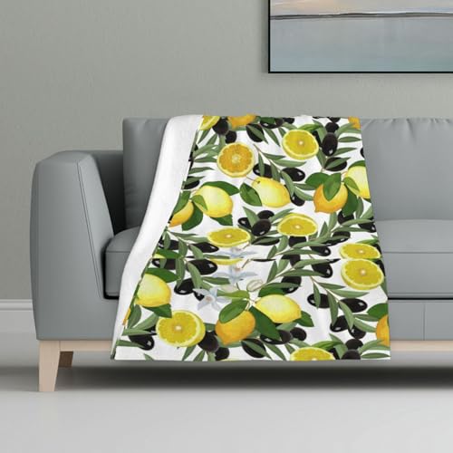 Zitrone und Olive,Decke, warme Anti-Pilling-Flanell-Plüsch-Überwurfdecke, 81 x 122 cm Zitrone und Olive,Decke, warme Anti-Pilling-Flanell-Plüsch-Überwurfdecke, 81 x 122 cm von InOmak