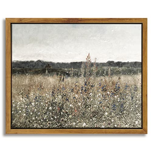 InSimSea Gerahmte Leinwand, Wandkunst, Heimdekoration, Wiese mit Blumen, Gemälde, Wandkunstdrucke, Leinwand, Wandkunst für Wohnzimmer, Dekoration, Schlafzimmer, Badezimmer, Wanddekoration (20x25 cm) von InSimSea