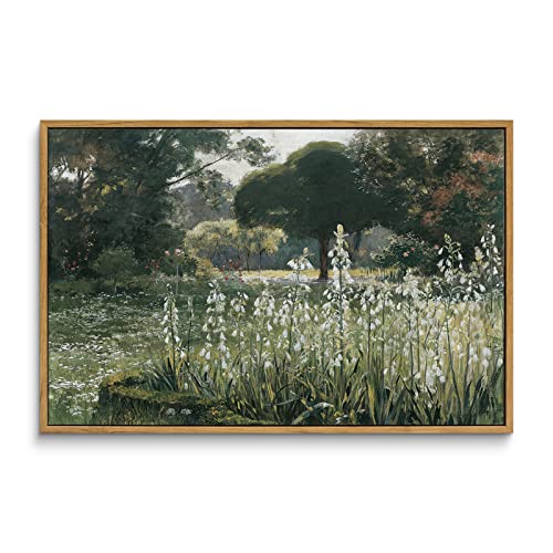 InSimSea Gerahmte Leinwand, Wandkunst, Zimmer, eklektische Dekoration, Wiese mit Blumen, Gemälde, Wandkunstdrucke, klassische Landschaft, Heimbüro, Wanddekoration, Heimdekoration (40x60 cm) von InSimSea