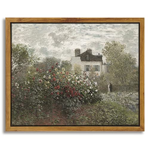 InSimSea Gerahmte Leinwand Wandkunst Dekor, Monet Blumengarten Gemälde Drucke, Vintage Raumdekoration, Wanddekor Wohnzimmer Schlafzimmer Küche Büro Zimmer Dekor 20,3 x 25,4 cm von InSimSea