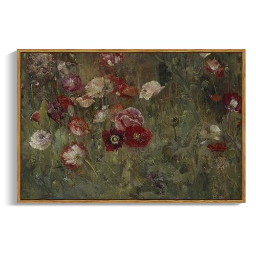 InSimSea Gerahmte Vintage-Blumen-Wandkunstdrucke, gerahmte Blumen auf Leinwand, Wandkunst, modernes Bauernhaus-Dekor, botanische Wandkunst, Gemälde für Büro, Schlafzimmer, Badezimmer, Büro, von InSimSea