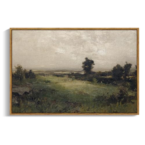 InSimSea Gerahmte Vintage-Landschaft Leinwand Wandkunst | Wildfeld Ölgemälde Drucke | Cottagecore Schlafzimmer Badezimmer Büro Dekor 61 x 91,4 cm von InSimSea