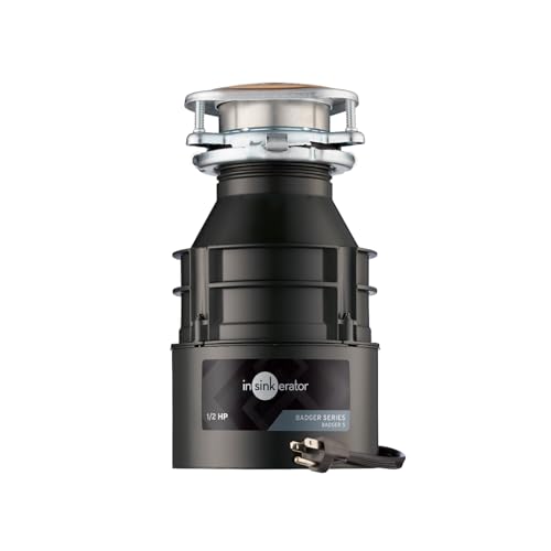 InSinkErator Badger 5 Müllentsorgung mit Netzkabel, Standard-Serie 1/2 PS Kontinuierliche Zufuhr von Lebensmittelabfällen, Dachs 5 W/C, keine Größe, Schwarz/Grau von InSinkErator